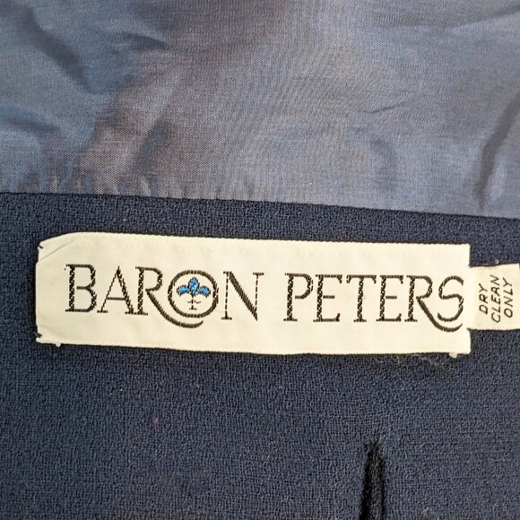 I. MAGNIN/BARON PETERS Vintage Navy Blue Coat w/ Genuine Fox Fur Collar - Picture 8 of 8